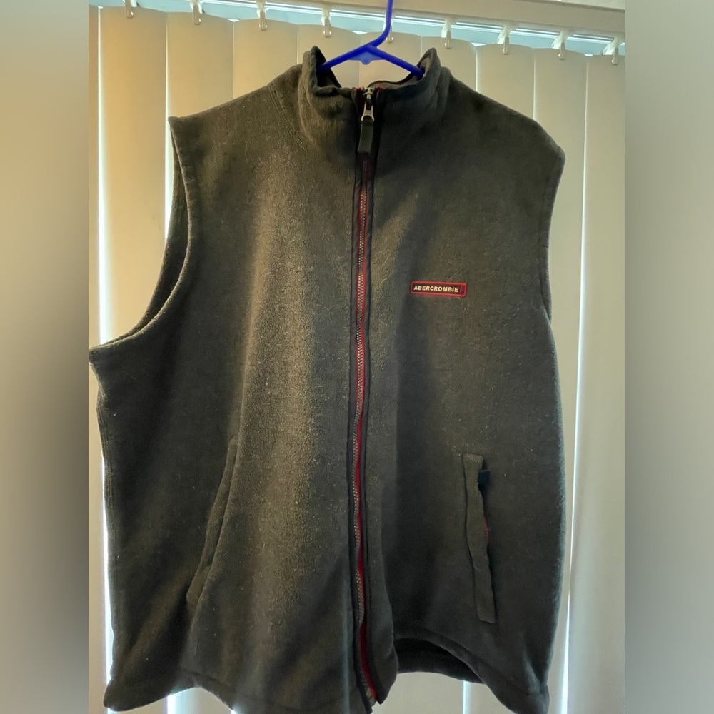 Vintage Men’s Abercrombie and Fitch Gray Sleeveless Fleece Zip Up Vest XL